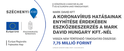 A koronavírus hatásainak enyhítése érdekében eszközbeszerzés a Mark David Hungary Kft.-nél VEKOP-1.2.6-20-2020-00274